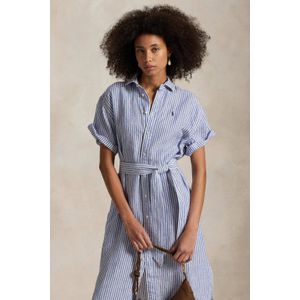 Polo Ralph Lauren - Overhemdjurk - Linnen - Midi-jurk - Strikceintuur