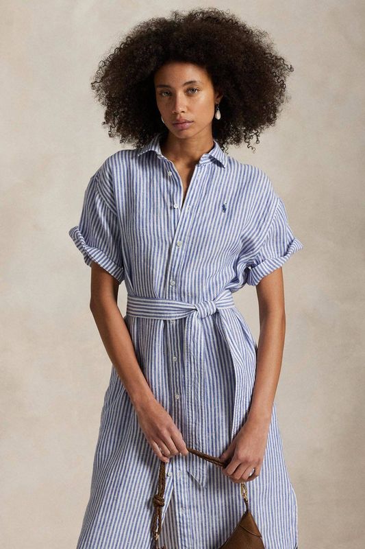 Polo Ralph Lauren - Overhemdjurk - Linnen - Midi-jurk - Strikceintuur