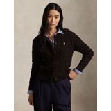 POLO RALPH LAUREN - Vest - Kastanje - Kabeltricot in Wol en Kasjmier