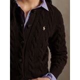 POLO RALPH LAUREN - Vest - Kastanje - Kabeltricot in Wol en Kasjmier