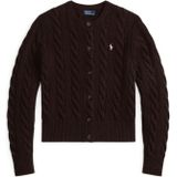 POLO RALPH LAUREN - Vest - Kastanje - Kabeltricot in Wol en Kasjmier