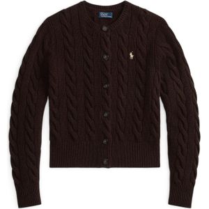 POLO RALPH LAUREN - Vest - Kastanje - Kabeltricot in Wol en Kasjmier