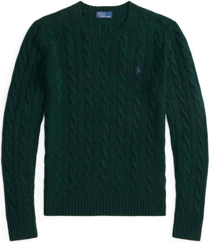 POLO RALPH LAUREN - Gebreide Trui - Groen - Ronde Hals - Wol en Kasjmier