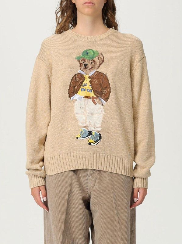 Polo Ralph Lauren - Gebreide Trui - Bruin - Ronde Hals - Lange Mouw