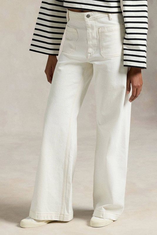 POLO Ralph Lauren - Denim Wide Leg High Waist Broek - Wit - Jeans