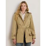 LAUREN RALPH LAUREN - Trenchcoat - Beige - Nylon/Polyamide - Met Riem en Leren Afwerking