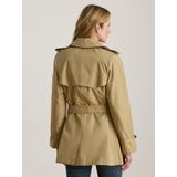 LAUREN RALPH LAUREN - Trenchcoat - Beige - Nylon/Polyamide - Met Riem en Leren Afwerking
