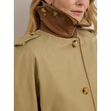 LAUREN RALPH LAUREN - Trenchcoat - Beige - Nylon/Polyamide - Met Riem en Leren Afwerking