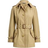 LAUREN RALPH LAUREN - Trenchcoat - Beige - Nylon/Polyamide - Met Riem en Leren Afwerking