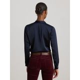 Lauren Ralph Lauren - Satijnen Blouse - Blauw - Lange Mouwen - V-hals