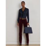 Lauren Ralph Lauren - Satijnen Blouse - Blauw - Lange Mouwen - V-hals