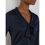 Lauren Ralph Lauren - Satijnen Blouse - Blauw - Lange Mouwen - V-hals