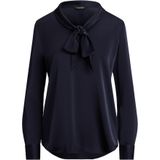 Lauren Ralph Lauren - Satijnen Blouse - Blauw - Lange Mouwen - V-hals