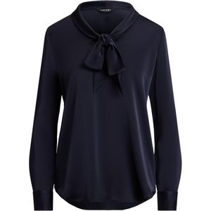Lauren Ralph Lauren - Satijnen Blouse - Blauw - Lange Mouwen - V-hals