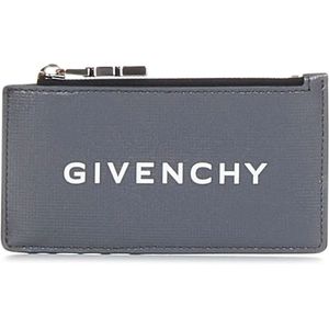 Givenchy, Accessoires, Heren, Grijs, ONE Size, Leer, Grijze leren portemonnee met kenmerkend ontwerp
