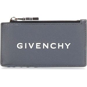 Givenchy, Grijze leren portemonnee met kenmerkend ontwerp Grijs, Heren, Maat:ONE Size