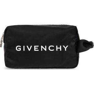 Givenchy, Zwarte G-Zip Toilettas Zwart, Heren, Maat:ONE Size
