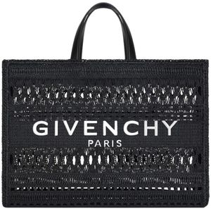 Givenchy, Tassen, Dames, Zwart, ONE Size, Zwarte Italiaanse Handtas met Elegant Borduurwerk