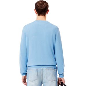 Lacoste - Sweatshirt - Blauw - Katoen - Katoenen Jersey met Ronde Hals en Contrasterende Details