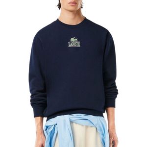 Lacoste, Sweatshirts & Hoodies, Heren, Blauw, M, Signature Print Fleece Sweatshirt