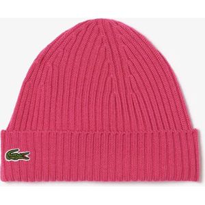 Lacoste Uniseks Muts Geribbelde Wol  Fuchsia Roze • SQI Maat One Size