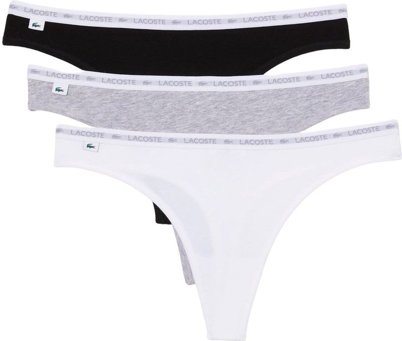 LACOSTE - Set van 3 Strings - Wit - Zwart - Grijs - Katoen