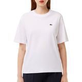 Lacoste - T-shirt - Wit - Katoen - Geribbelde Kraag