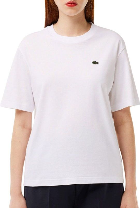 Lacoste - T-shirt - Wit - Katoen - Geribbelde Kraag