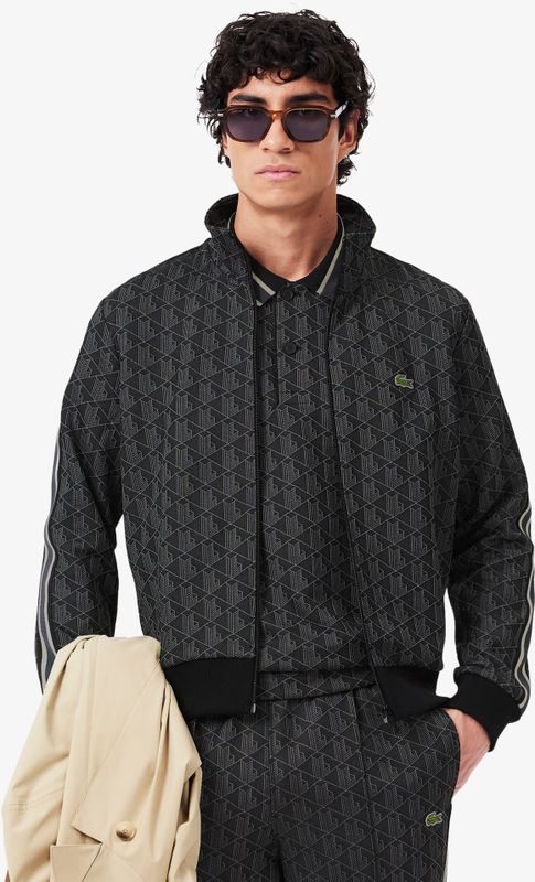 LACOSTE - Sweater - Zwart - Polyester - Met Rits en Opstaande Kraag
