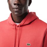 Lacoste - Bio Cotton Fleece - Hoodie - Donkergroen - Regular Fit, Vaste Capuchon, Kangoeroezak