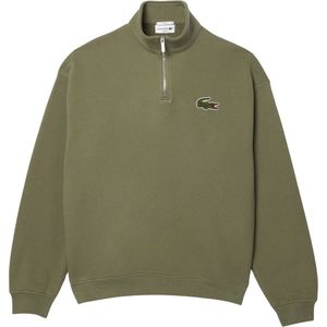 Lacoste - Loose-fit Sweatshirt - Groen - Hoge Hals met Rits - Katoen