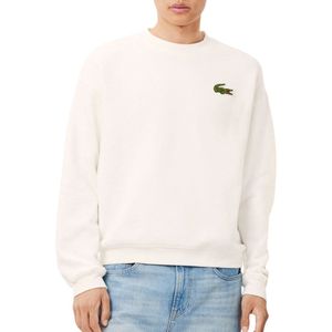 Lacoste - Sweatshirt - Wit - Katoen - Oversized Pasvorm met XL Krokodillenbadge