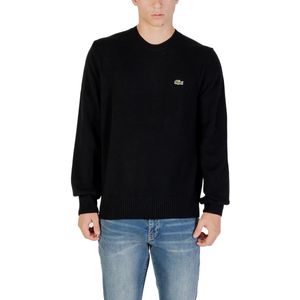 Lacoste - Gebreide Trui - Zwart - O-hals - 100% Wol