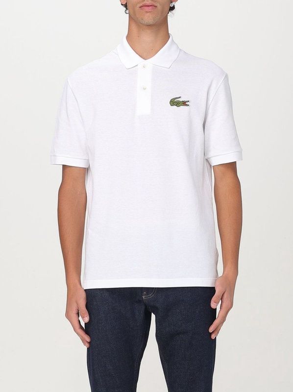 Heren Lacoste Loose-Fit L.12.12 Piqué Badge Poloshirt in Wit