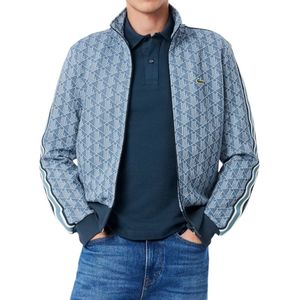 Lacoste, Sweatshirts & Hoodies, Heren, Blauw, L, Katoen, Paris Zip-Up Jacquard Track Jacket