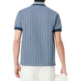 Heren Lacoste Classic-Fit Monogram Jacquard Poloshirt in Blauw