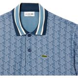 Heren Lacoste Classic-Fit Monogram Jacquard Poloshirt in Blauw