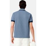 Heren Lacoste Classic-Fit Monogram Jacquard Poloshirt in Blauw