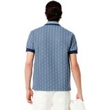 Heren Lacoste Classic-Fit Monogram Jacquard Poloshirt in Blauw