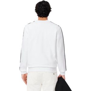 LACOSTE - Sweater - Wit - Katoen - Ronde Hals met Lacoste-bies