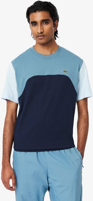 Men's Lacoste Cotton Jersey Colour Block T-Shirt in Navy