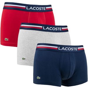 LACOSTE - Set van 3 Boxershorts - Blauw Rood Grijs - Katoen