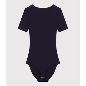 Body maet korte mouwen, 2x2 rib PETIT BATEAU. Katoen materiaal. Maten XS. Blauw kleur