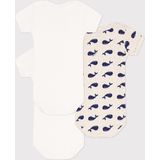 Petit Bateau - Set van 3 Rompertjes - Wit - Katoen - Korte Mouwen