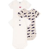 Petit Bateau - Set van 3 Rompertjes - Wit - Katoen - Korte Mouwen