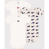 Petit Bateau - Set van 3 Rompertjes - Wit - Katoen - Korte Mouwen