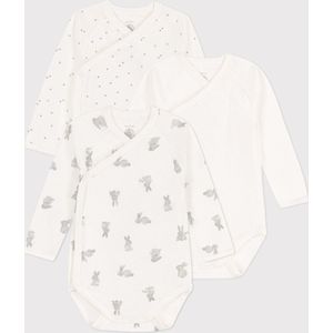 Petit Bateau - Rompertjes - Wit - Set van 3 - Lange Mouwen
