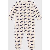 Petit Bateau - Pyjama met Walvisprint - Katoen - Lange Mouwen - Met Voetjes