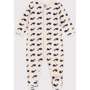 Petit Bateau - Pyjama met Walvisprint - Katoen - Lange Mouwen - Met Voetjes
