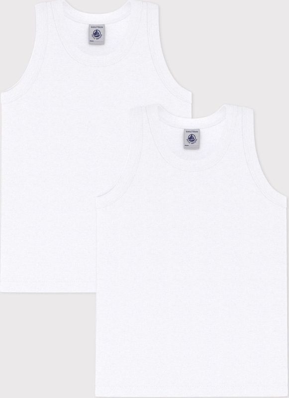 PETIT BATEAU - Set van 2 Singlets - Wit - Katoen